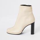 River Island Womens White Leather Platform Heel Ankle Boot