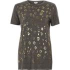 River Island Womens Foil Animal Print Fitted T-shirt