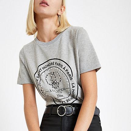 River Island Womens 'rue Saint' Jewel Embellished T-shirt