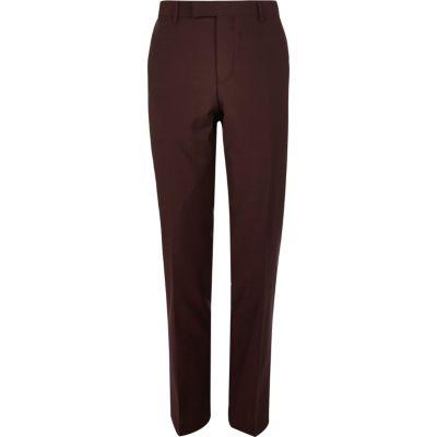 River Island Mens Berry Slim Fit Suit Pants