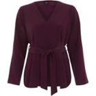 River Island Womens Split Sleeve Tie Waist Top