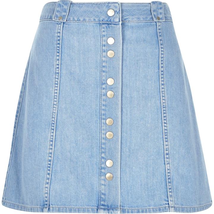River Island Womens Denim Button-up Skirt