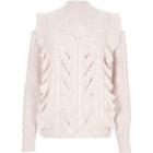 River Island Womens Frill High Neck Cable Knit Jumper