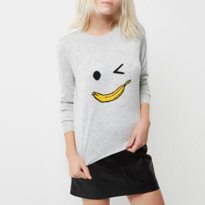 River Island Womens Petite Knit Banana Man Sweater