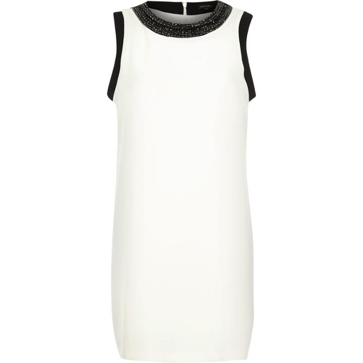 River Island Womens Crepe Embellished Neck Shift Dress