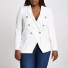 River Island Womens Plus White Double Breasted Blazer