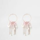 River Island Womens Gold Tone Jewel Cup Chain Drop Hoop Earrings