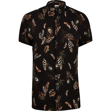 River Island Mens Big And Tall Peacock Print Slim Fit Shirt