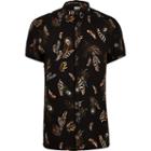 River Island Mens Big And Tall Peacock Print Slim Fit Shirt