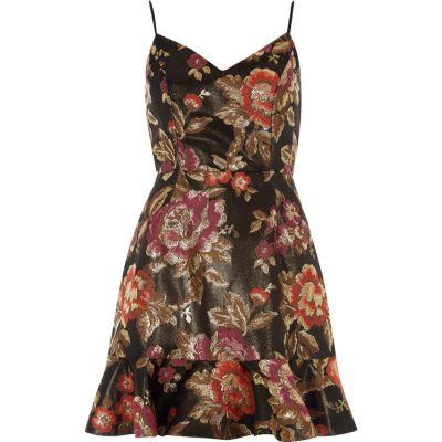 River Island Womens Floral Jacquard Cami Mini Dress