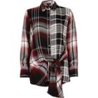 River Island Womens Mix Check Print Tie Front Shirt