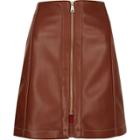 River Island Womens Rust Leather Look Skirt