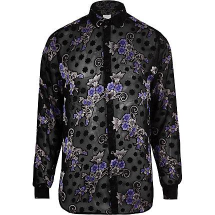 River Island Mens Floral Print Long Sleeve Shirt