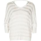 River Island Womens White Ladder Knit Batwing Sweater