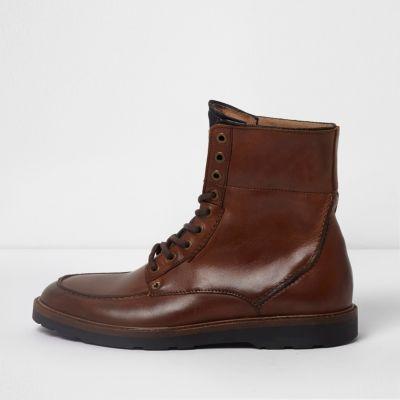 River Island Mens Leather Apron Toe Lace-up Boots