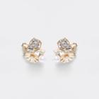 River Island Womens Gold Tone Diamante Pearl Cluster Earrings