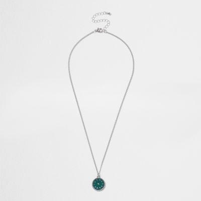 River Island Mens Silver Tone Disk Pendant Necklace