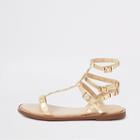 River Island Womens Gold Studded Gladiator Sandals