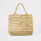 River Island Womens Gold Metallic Woven Straw Tote Bag