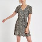 River Island Womens Leopard Print Button Down Mini Dress