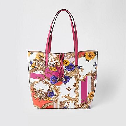 River Island Womens Scarf Print Shopper Tote Bag