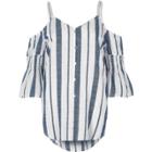 River Island Womens Stripe Print Cold Shoulder Shirt