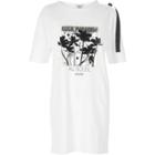 River Island Womens White Paradise Print Longline Tee