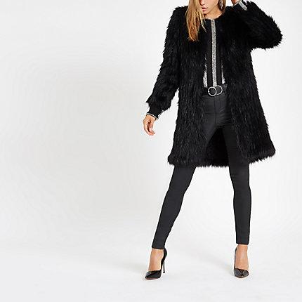 River Island Womens Knit Faux Fur Coat