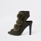 River Island Womens Pom Pom Open Toe Shoe Boot