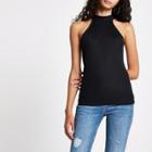 River Island Womens High Neck Ribbed Cut Out Tank
