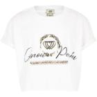 River Island Mens Girls White 'amour' Crop T-shirt