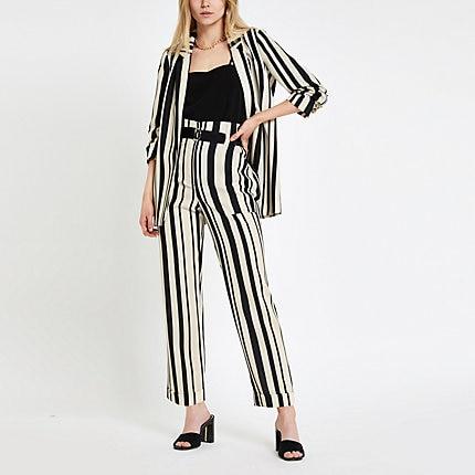 River Island Womens Stripe D Ring Tapered Leg Pants