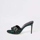 River Island Womens Leather Leopard Print Heel Mules