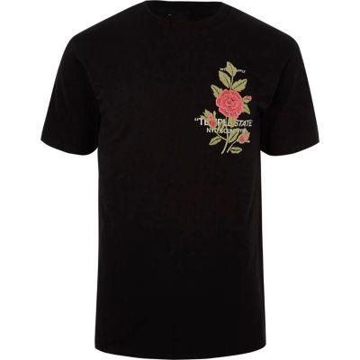 River Island Mens Floral Embroidered Print T-shirt