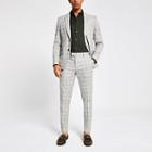 River Island Mens Check Print Skinny Suit Trousers