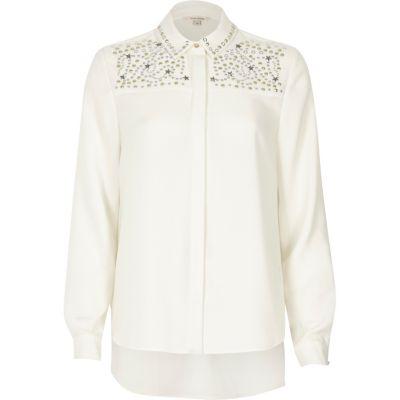 River Island Womens Stud Star Embellished Shirt