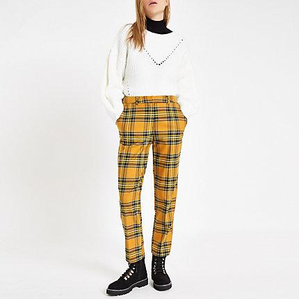 River Island Womens Tartan Check Straight Leg Trousers