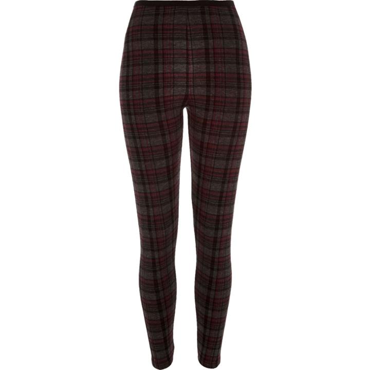 River Island Womens Check High Waisted Leggings