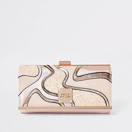 River Island Womens Glitter Cut About Cliptop Purse