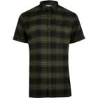 River Island Mensgreen Casual Check Short Sleeve Slim Shirt