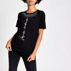 River Island Womens 'love More' Diamante Neck T-shirt
