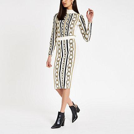 River Island Womens Chain Print Midi Skirt