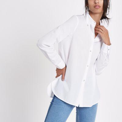River Island Womens White Diamante Embellished Button Shirt