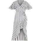 River Island Womens Stripe Frill Tie Waist Midi Dress
