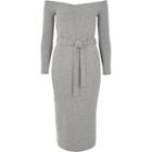River Island Womens Ribbed Bardot Jersey Bodycon Dress