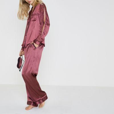 River Island Womens Satin Lace Trim Pajama Gift Set
