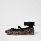 River Island Womens Print Ankle Ribbon Ballet Flats