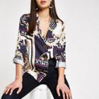 River Island Womens Scarf Print Button Front Shirt
