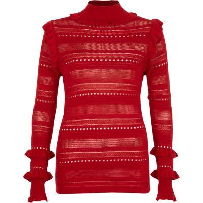 River Island Womens Pointelle Knit Turtle Neck Jumper