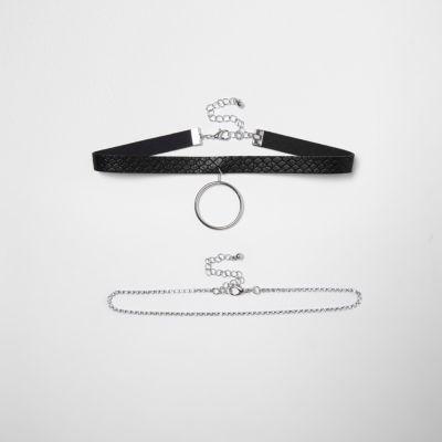 River Island Womens Silver Tone Circle Drop Choker Set